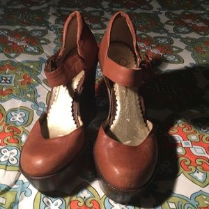 Brown leather heels